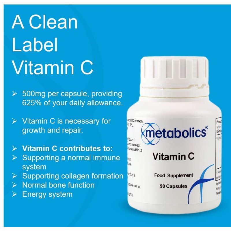 Vitamin C Capsules by Metabolics | 500mg Vitamin C Per