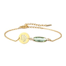 TGOLM 14k Gold Plated Virgo Sign August Birthstone Crystal Bracelet for Women Birthday Gift