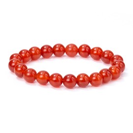 COLORFUL BLING Red Carnelian Crystal Stretch Bracelet Set Natural Agate Energy Chakra Beaded Gemstone for Women Couple Anxiety Relief Jewelry-6MM