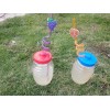 Mini Vitrolero De Plastico De 500ml Con Popote Espiral 12pzs
