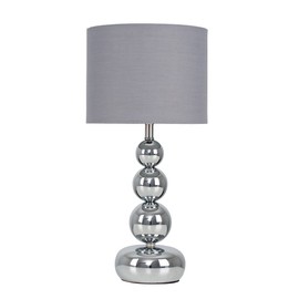MiniSun | Marissa Modern Chrome Table Lamp with Grey Shade | Room Decor | Perfect for Bedside Tables & Desk Lighting