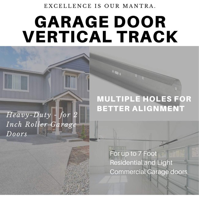 Pair of 2" Vertical Track for 7' Garage Door Plus Hardware 