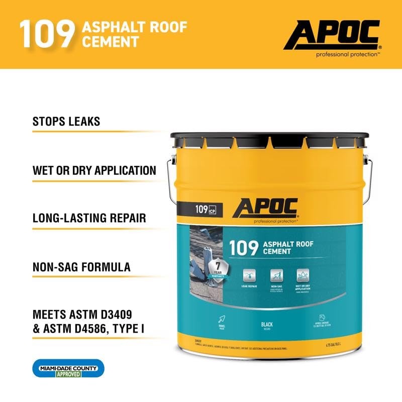 APOC 109 Rain-Proof Wet & Dry Roof Cement, 5 Gallons,