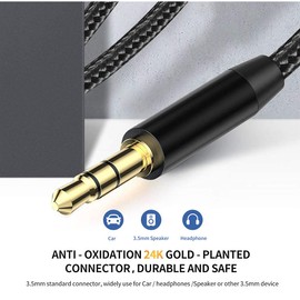 UrbanX 3.5mm Nylon Braided Aux Cable 3.3ft/1m Hi-Fi Sound, Audio Adapter Male to Male AUX Cord for P Smart Headphones, Car, Home Stereos, Speaker, Echo & More