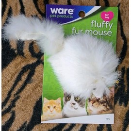 CA&T Ware Cat Kitten Fluffy White Real Fur Mouse Toy Each