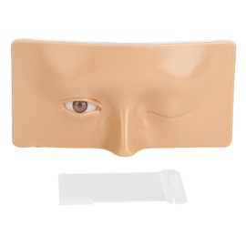 Eye Makeup Practice Board Open Close Eyes Reusable Silicone Mannequin Face Board with Bracket Wheat Skin