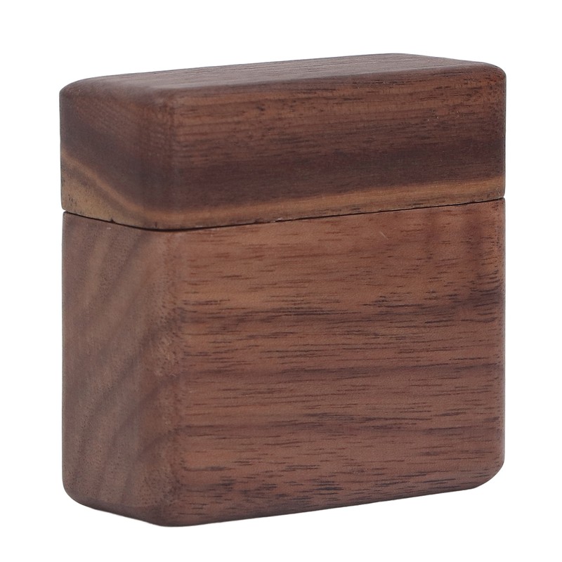 Ring Box Walnut Magnetic Cover Inlay Fleece Portable Wooden Wedding