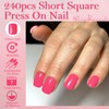 AddFavor Press on Nails Short Square - 240pcs Hot Pink