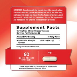 Apple Cider Vinegar 1200 mg Capsules