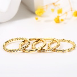 HAIAISO 4Pcs 14K Gold Filled Rings Stacking Rings for Women Girls Stackable Band Ring Plain Statement Ring Comfort Fit Size 6