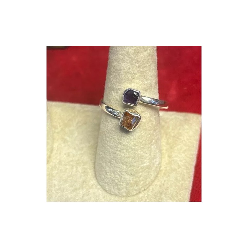 Natural Creations Amethyst And Citrine thumb ring sterling silver size