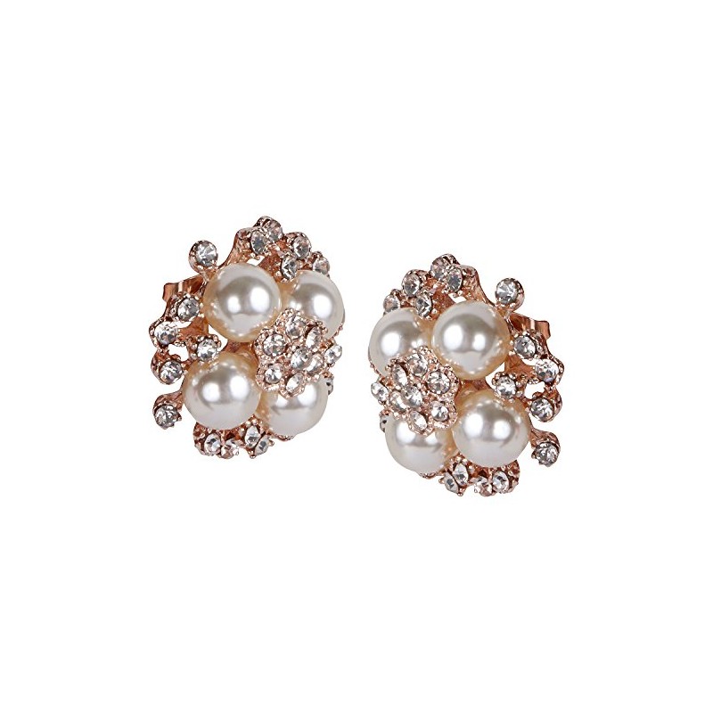 ASHI'S Collection rounded stud ear-ring with exquisite crystal and pearl.
