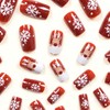 Christmas Press on Nails Red Fake Nails Short Square False