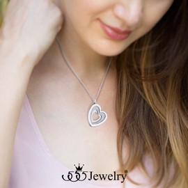 555Jewelry Stainless Steel Sparkle Unique Layered Heart Necklace for Women Girls, Metal, n. v.