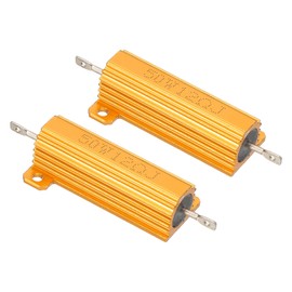 PATIKIL 50W 12 Ohm Aluminum Shell Resistor 2 Pack Aluminum Housing Resistor Housing Case Winding Resistor Screw Tap Power Resistor 5% Tolerance Gold
