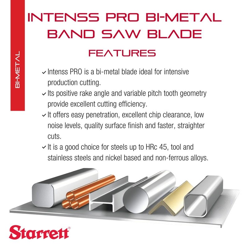 Starrett Intenss PRO Bi-Metal Band Saw Blade with M42 HSS