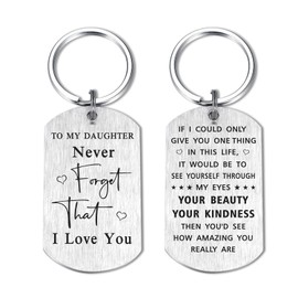 Yobent To My Daughter Gifts, Never Forget That I Love You Daughter Keychain for School College Graduation Key Chains