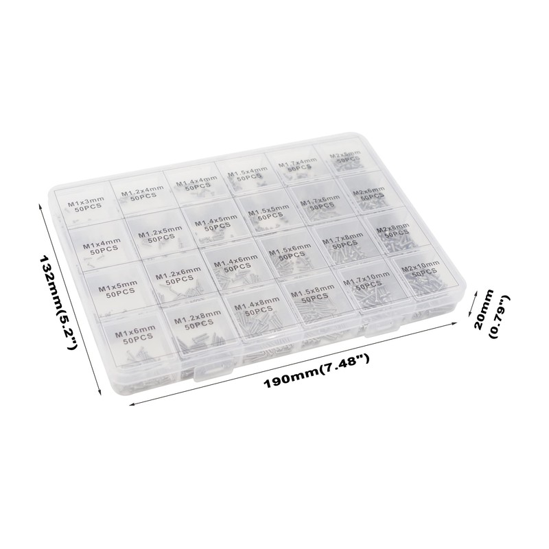 24 Kinds M1 M1.2 M1.4 M1.5 M1.7 M2 304 Stainless