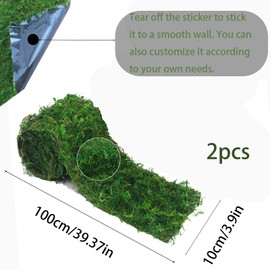 ACRYCS 2 Pcs Moss Roll Moss Table Runner Dried Moss Mat for Crafts 4" x 39" Green Moss Roll for Fairy Garden Wedding Woodland Preserved Moss Mat for Table Decoration Moss Carpet for Wall 10x100 cm