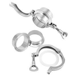 QWORK Clamp Fitting, 304 Stainless Steel, 2 in Sanitary Pipe Weld Ferrule + Clamp Fitting, Sanitary Grade Chuck End Assembly ID 51mm, 2 Sets