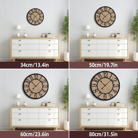Mee 2ou Large Wall Clock for Living Room Decor, Non Ticking Silent, Battery Operated Modern Vintage Wood Wall Clock Oversized Decorative Wall Clock for Bedroom Kitchen Farmhouse Office Decor