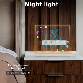 Acrylic USB Dry Erase Whiteboard with Stand 30×20 CM Warm Dimming LED Night Light 7 Color Pen Brightness Adjustable Creative Message Board Note Planning Memo Desk Lamp Bedside Home Decor Gift for Kid