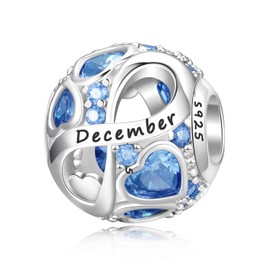 PHRUKAR December Birthstone Charm for Charm Bracelet, 925 Sterling Silver Infinity Love Heart Bead Charm for Bracelet and Necklace, Happy Birthday Mother's day Christmas Jewelry Gifts for Women