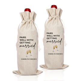 TIRYWT Wedding or Engagement Wine Bag, Honeymoon Gifts for Couple, Pairs Well with Getting Married, Wine Champagne Gift Bag with Drawstring for Party Decor-A01