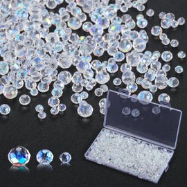 Zocipro Pack of 1000 Crystal Glass Beads, Beads for Threading 8 mm / 6 mm / 4 mm Faceted Beads Glass for Bracelets Jewellery Beads for Crafts for DIY Jewellery Making Bracelets Necklace Crafts