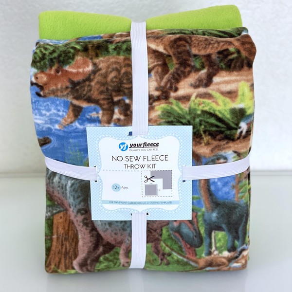 Prehistoric Dinosaur Land Anti-Pill Premium No-Sew Throw Fleece Fabric Kit