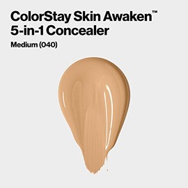 Revlon ColorStay Skin Awaken Corrector 5 en 1, Maquillaje facial ligero, cremoso y duradero con cafeína y vitamina C, para imperfecciones, círculos oscuros y enrojecimiento, 040 Medium, 0.27 fl oz