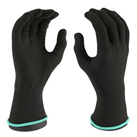Hygostar Allfood Fine Knitted Gloves, Nylon, Pack of 12, Black, 8/M, L: 24 cm, Fine Knit Gloves, Nylon Assembly Glove, Work Gloves, Non-Slip Gloves, Protective Gloves