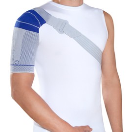 Bauerfeind - OmoTrain S - Shoulder Support - Helps Provide Support for Shoulder Joint & Mobility to Restore Function, Helps Relieve Pain - Right Shoulder - Size 1 - Color Titanium