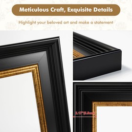5x7 Picture frames black gold, small frame classic black picture frame, ornate black frame lines 2.17" (5.5cm) width, perfect for framing 5x7" artwork/oil paintin/picture/print/poster/certificate/photo.