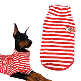 Turtleneck Dog Shirt Cute Doggie Embroidery Super Soft Dog Sweatshirt Stretchy Striped Puppy Pullover for Cats Small Medium Large Dogs (Red Striped, XX-Large)
