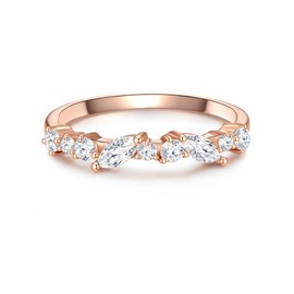 Glanzstücke München Women's Ring 925 Sterling Silver Rose Gold-Plated with White Zirconia - Band Ring Rose Gold Silver Ring with Stones, Cubic Zirconia