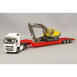 Cararama 185-002 Volvo FH12 Excavator Car, EC210, Loading 1/87 Scale