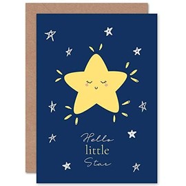 Wee Blue Coo New Baby Hello Little Star Sealed Greeting Card Plus Envelope Blank inside