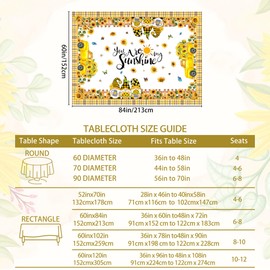 Hexagram Sunflower Tablecloth 60x84 Inch Rectangle, You are My Sunshine Table Cloth, Spring Summer Waterproof Gnomes Truck Tablecloth, Yellow Sunflower Table Decor for Home Party Dinner Decorations