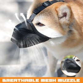 USYSGT Round Mesh Dog Muzzle, Breathable Muzzle for Small Medium Large Dogs with Adjustable Ring to Prevent Barking and Biting (S)