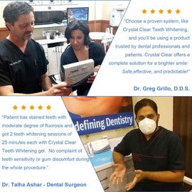 Crystal Clear Teeth Whitening Kit de Gel Blanqueador de Dientes Crystal Clear con luz LED. ¡GEL HECHO EN USA