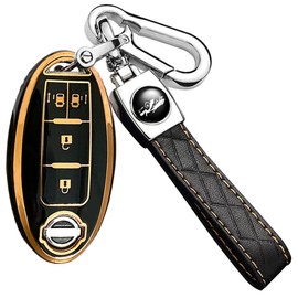 (yoshinari) NISSAN Infiniti Smart Key Case Key Holder Days Serena X-Trail Elgrand Skyline Note Cube Juke Kicks Key Case, set, 4 button black