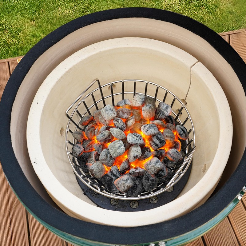 onlyfire Charcoal Ash Basket Fits Medium Big Green Egg, Stainless