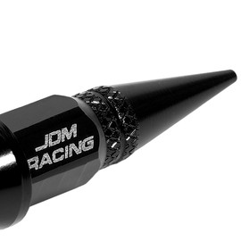 Auto Dynasty 45mm Anodized Aluminum Valve Stem Caps, Spiked Head Design Car Accessories, Universal Fit for Most Vehicles, Black (Pack of 4)