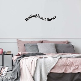 Vinyl Wall Art Decal - Healing is Not Linear - 6.5" x 28" - Trendy Inspiring Spiritual Lovely Quote Sticker for Home Bedroom Closet Living Room Office Coffee Shop Decor (Black)
