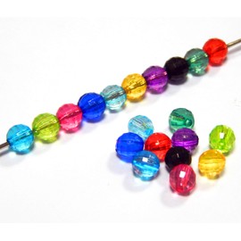 Pack of 400 Plastic Beads, Mixed Colours, Luxury Acrylic Beads, Plastic, 6 mm, Faceted Round Mix Beads Pack Beads for Threading