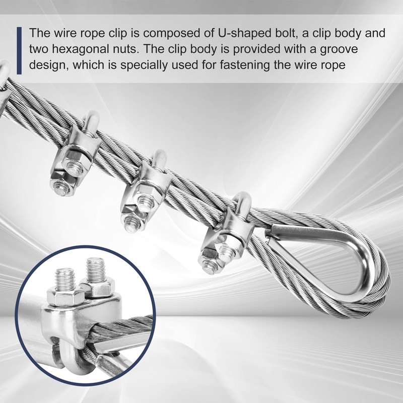 Thickened 1/4 Stainless Steel Cable, 25ft Wire Rope, 7X19 Strands