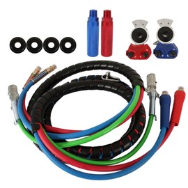 LABLT 15FT 3 in 1 ABS & Power Air Line Hose Wrap Set with Glad Hands Extension Handles Replacement for Tractor Trailer Semi Truck