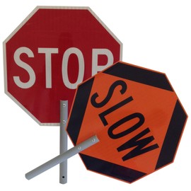FLH-1812-EG/EG 18" Flagger-Helper STOP/SLOW Paddle with 12" Handle, (Without Staff) Engineer Grade Reflective Sheeting