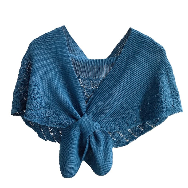 DAISHIAO Ladies Knitted Fish Scales Plain Poncho Knot Cape, BG